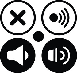 Vector Icons Mute, Unmute, Wifi, and Cancel Symbols