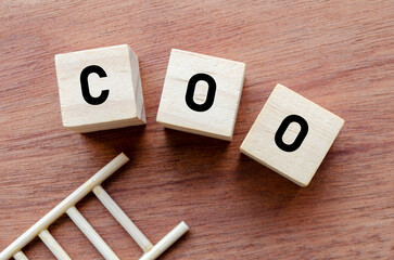 COO Abbreviation on Wooden Cubes Representing Operations Leadership