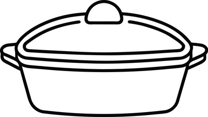 Casserole dish line art vector illustration kitchenware cooking
