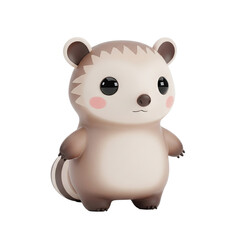 Naklejka premium Cute 3D kawaii raccoon character isolated on white.
