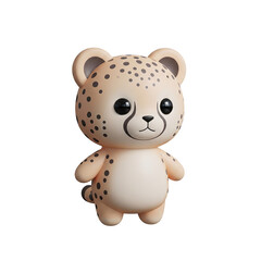 Obraz premium Cute 3D kawaii cheetah cub character isolated on white.
