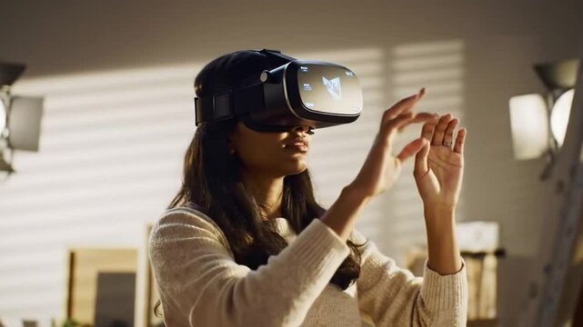 Virtual Reality Artistry: A Young Woman's Creative Journey in the Digital Realm
