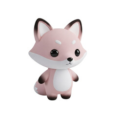 cute pink cartoon fox toy with big eyes on soft background