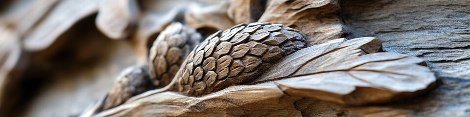 Wood Carving of Acorns and Leaves