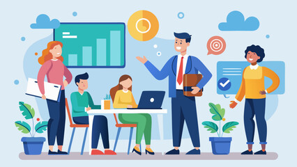 Fototapeta premium Employee Onboarding And Training Scene Illustration Concept