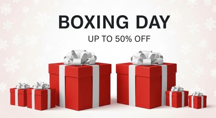 Boxing Day Sale: Red Gifts, Festive Presents, Holiday Celebration Graphics