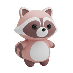 Fototapeta premium cute 3d cartoon raccoon toy with soft pink and white colors