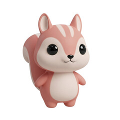 Fototapeta premium 3D Cute Pink Squirrel Character with Big Black Eyes on Pastel Background