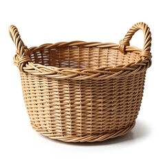 Wicker Basket Isolated on White or Transparent Background