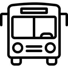 Bus front view outline icon vector