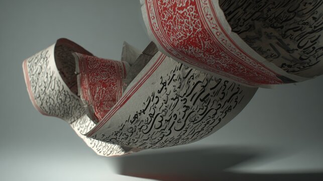 Ancient scroll, ornate, text,  unfurled