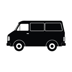 Simple Black Silhouette of a Passenger Van