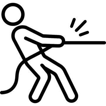 Person pulling rope outline icon vector