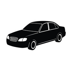 Simple Black Silhouette of a Sedan Car