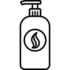 Obraz premium Shampoo bottle with pump dispenser outline icon vector