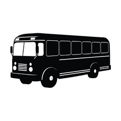 Simple Black and White School Bus Silhouette