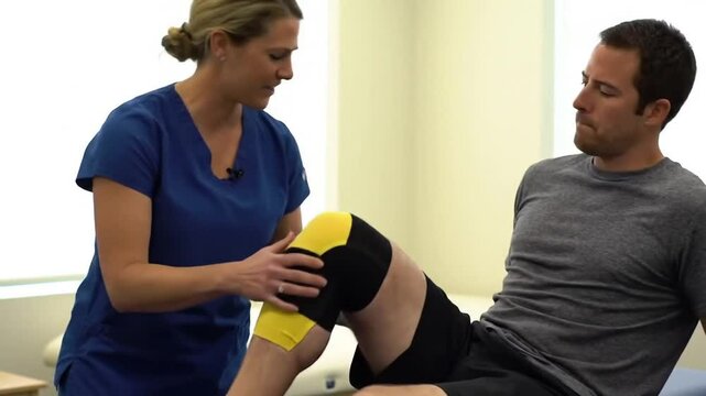 Knee Rehabilitation Exercise Guide Demonstrating Proper Support Techniques for Recovery
