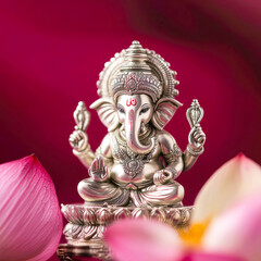 Fototapeta premium Silver idol of Ganesha,