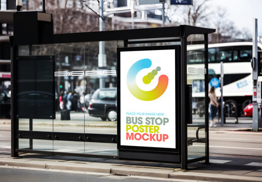 Bus Stop Poster Mockup for Public Transport Advertising