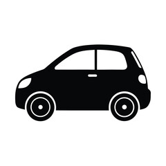 Black and white vector illustration of a small compact car side view