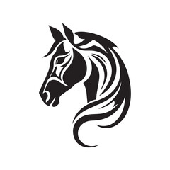 Horse vector silhouette, black color isolated on white background. Vector illustration
