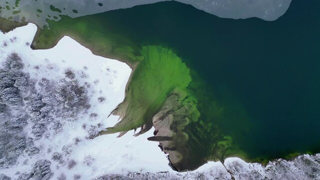 Winter on Lake Predil. View from above.