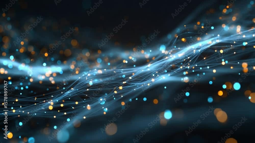 Poster abstract digital wave: a mesmerizing visualization of interconnected data streams, glowing with vibr
