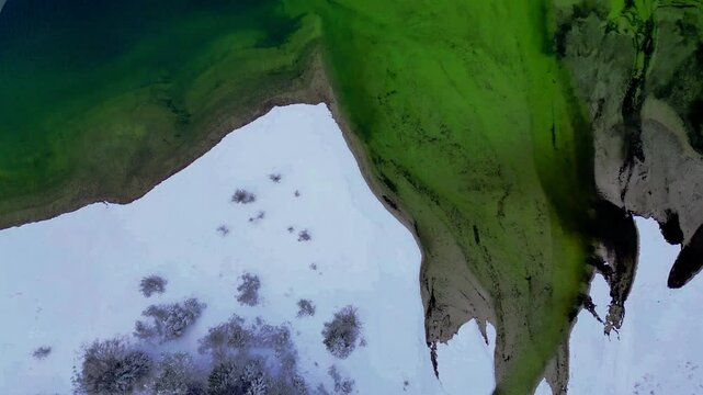 Winter on Lake Predil. View from above.