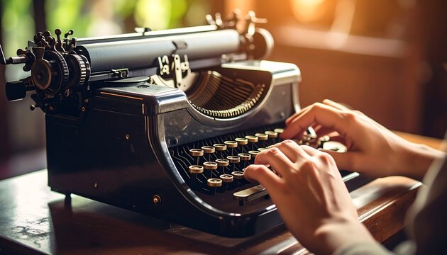 Vintage typewriter in use
