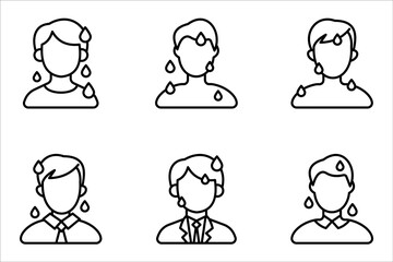 sweating icon set, vector illustration on white background.