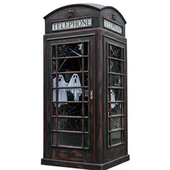 Obraz premium Isolated Halloween Ghost Decorated Telephone Booth Transparent Background