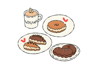 Coffee with cute pastries