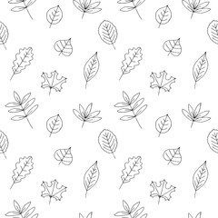 Leaves are a seamless pattern, hand drawn, vector illustration