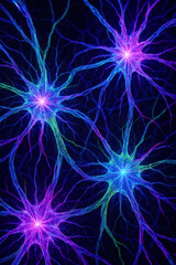 Crystalline Neural Network with Glowing Synaptic Nodes on Dark Background