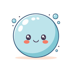 Fototapeta premium Cute Chibi-Style Bubble with Bold Outlines – Flat Vector Cartoon Soap Bubble Illustration
