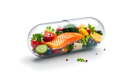Capsule filled with healthy foods