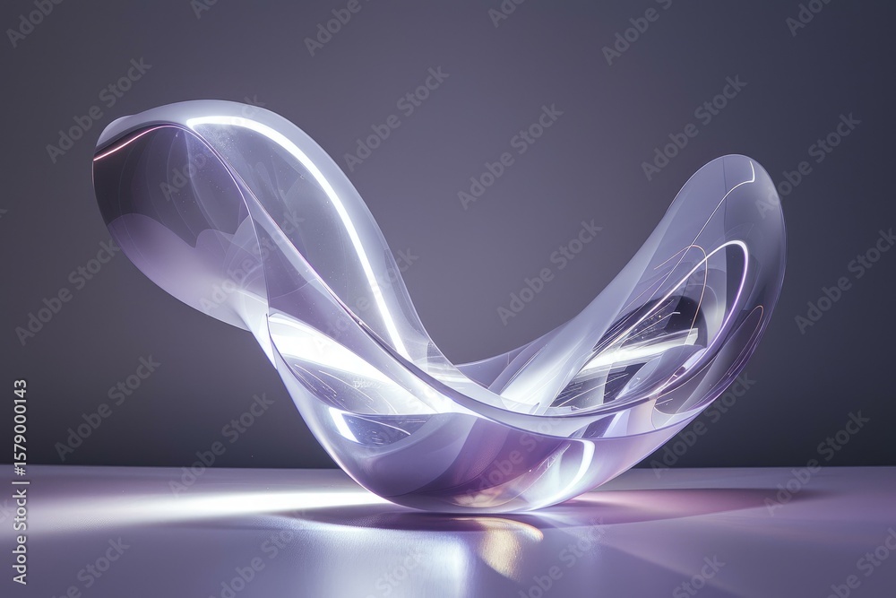 Poster smooth, elegant glass form illuminated from within, creating a captivating display of light and shad