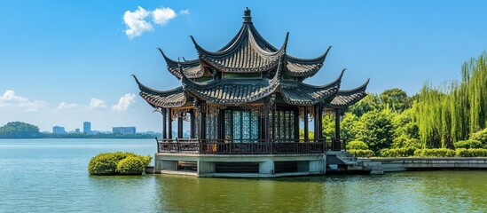 Naklejka premium Asian Pagoda on a lake