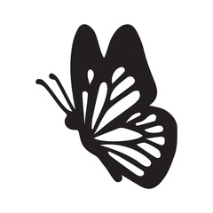 Butterfly vector silhouette, black color isolated on white background. Vector illustration