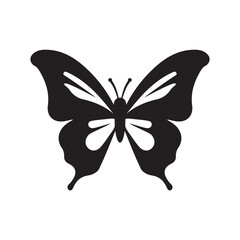 Butterfly vector silhouette, black color isolated on white background. Vector illustration