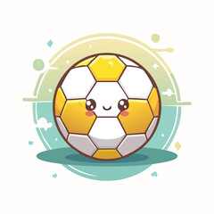 Cute Chibi-Style Soccer Ball with Bold Outlines – Flat Vector Sports Cartoon Illustration