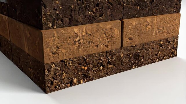 Foundation cross section with soil layers, grass, and paver blocks illustrating earthwork, landscaping, and gardening concepts