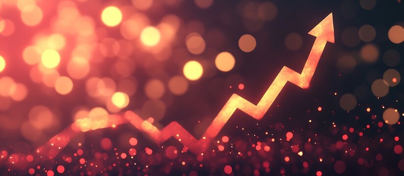 An upward-pointing arrow on a financial graph symbolizing stock market growth, increased investment returns, and the rising value of digital or virtual assets. - Powered by Adobe