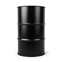 Black Oil Barrel Container Isolated on White or Transparent Background