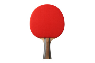 Classic red ping pong paddle isolated on transparent background, perfect for sports and recreation visuals