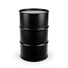 Black Oil Barrel Container Isolated on White or Transparent Background