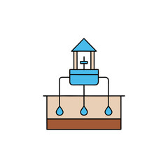 Vector art of a groundwater well extracts water from the earth