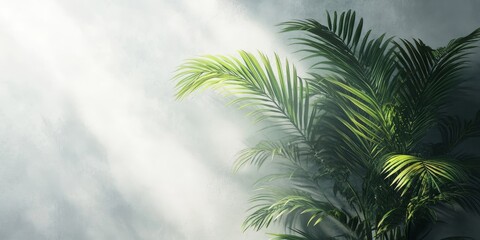 Interior background of a room with a black stucco or concrete wall and a window, complemented by a decorative vase containing grass, Generative AI