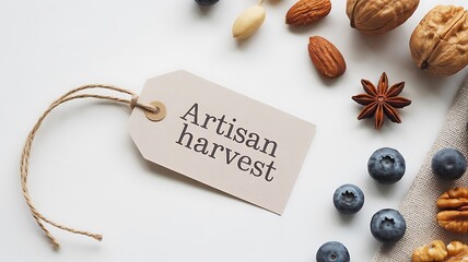 Aesthetic Artisan Harvest Still Life Featuring Nuts Blueberries and Anise on White Background