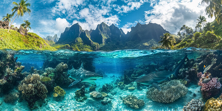 Predator's Paradise: Rangiroa's Shark-Infested Coral Reef